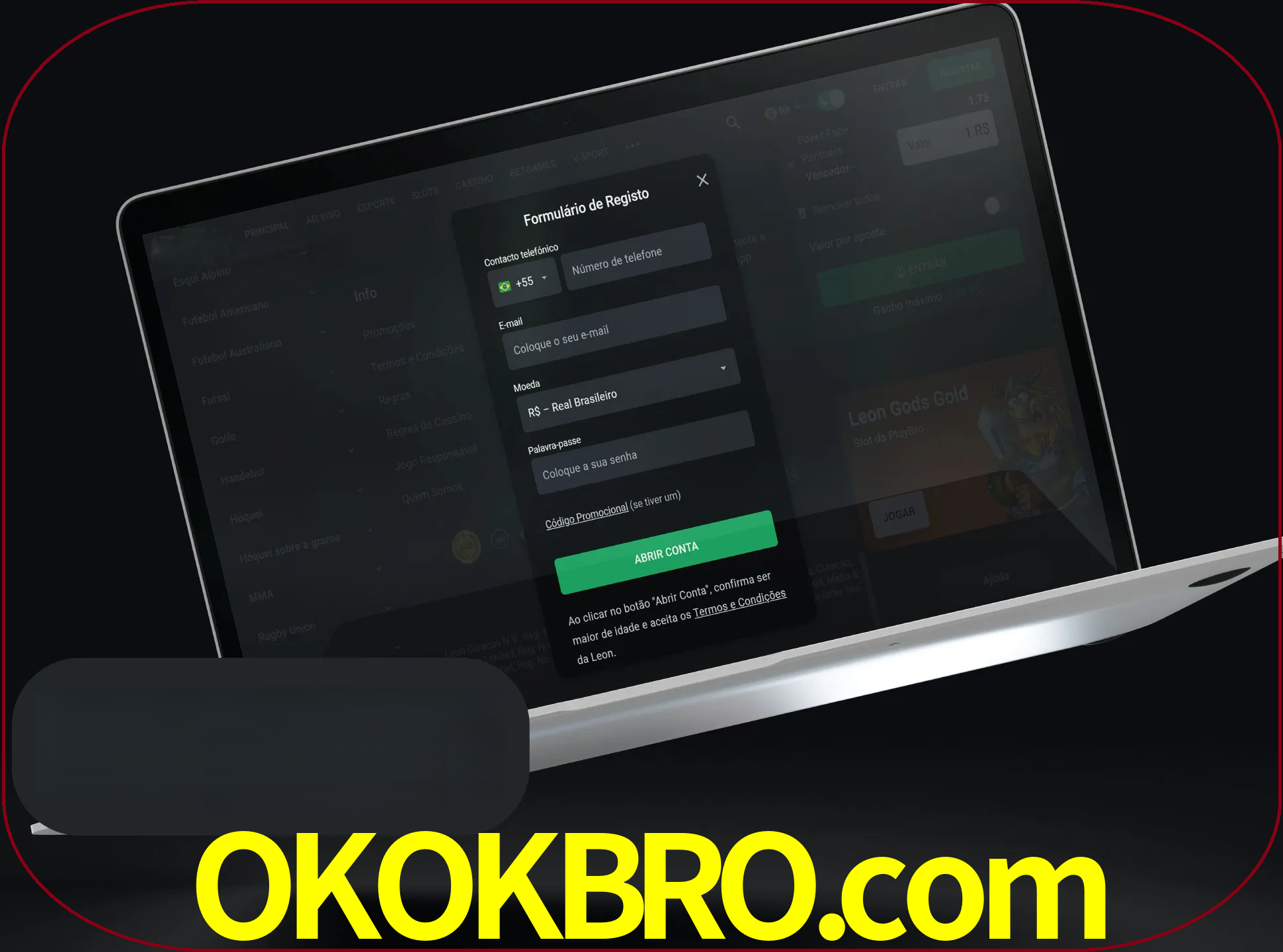 Abra o site da LeonBet e crie sua própria conta.