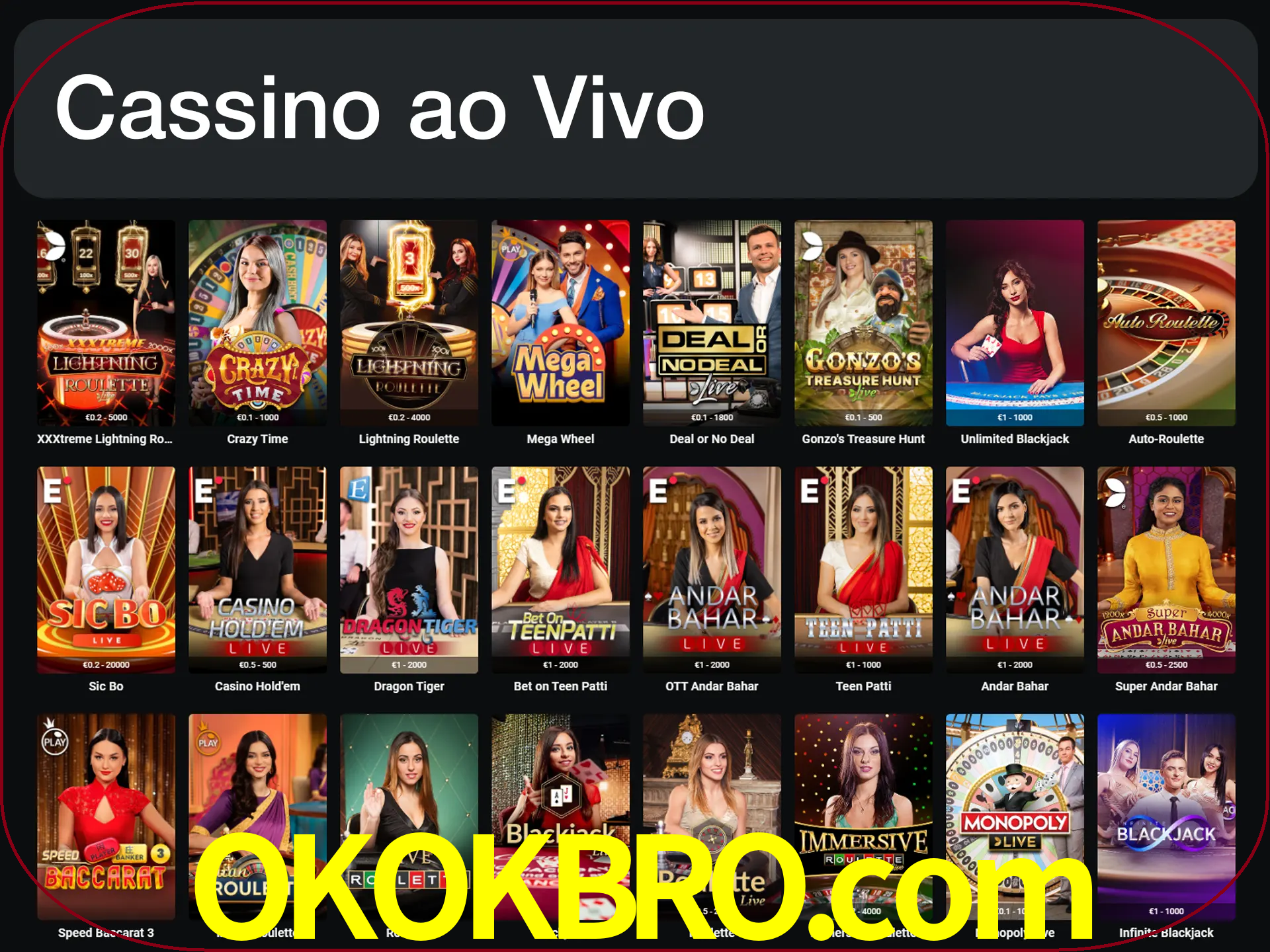 Jogue jogos de cassino com um verdadeiro dealer.