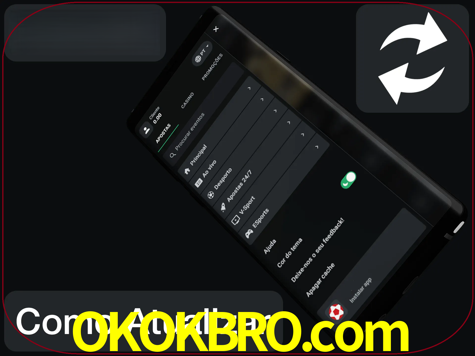 O aplicativo é atualizado automaticamente quando você faz o login.