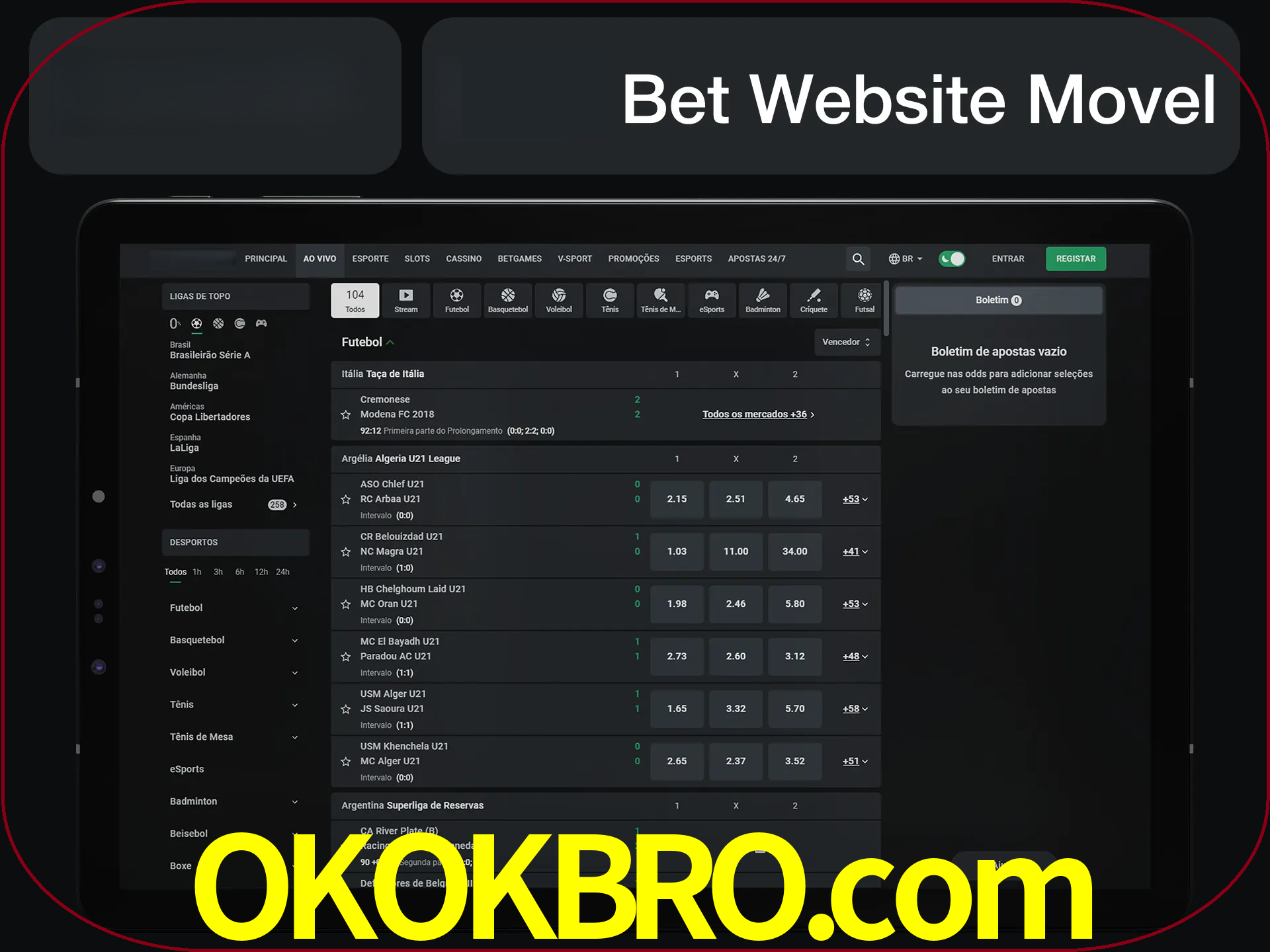 Use nosso website em qualquer dispositivo.
